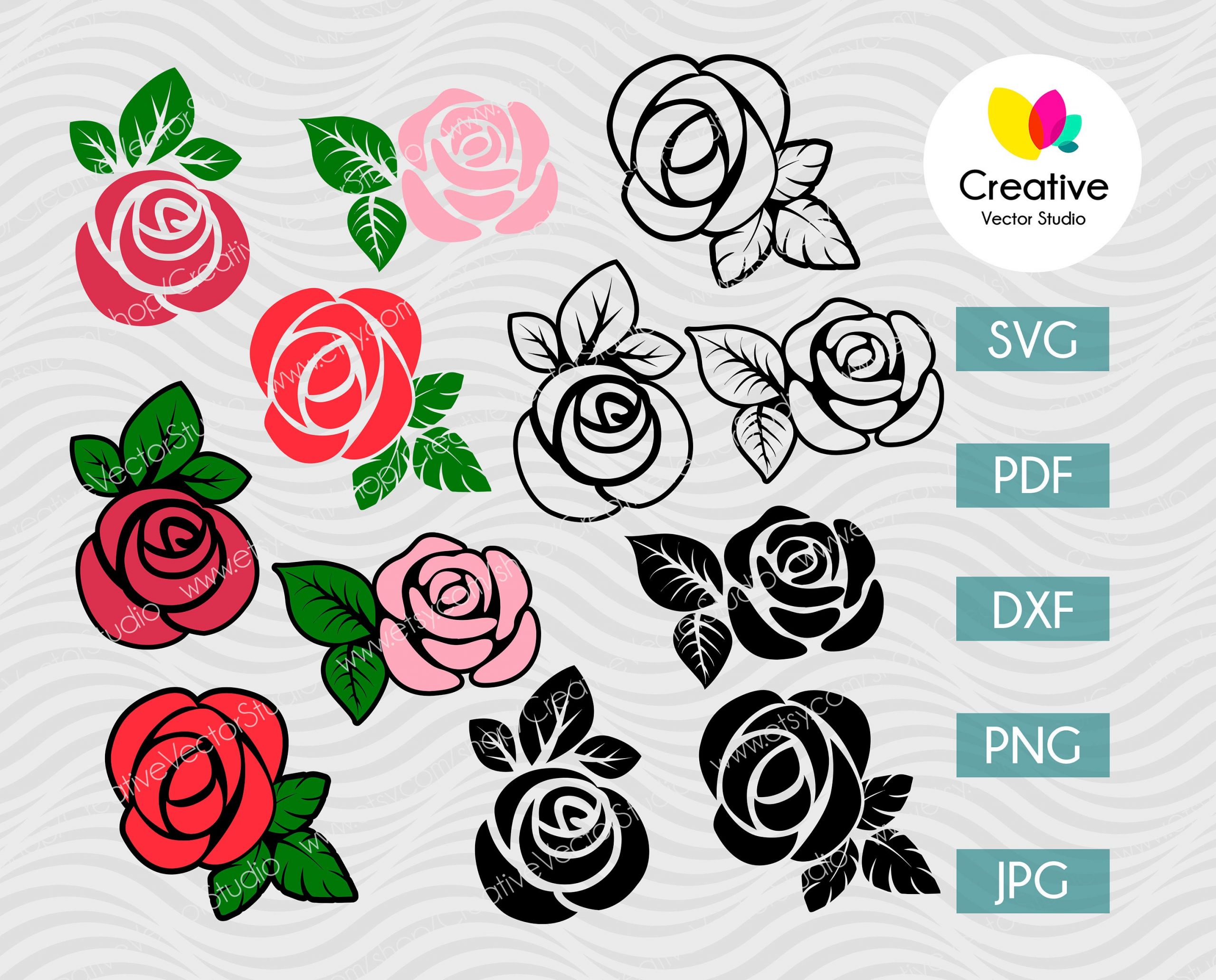 Download Rose Flower Svg Bundle Cut File Creative Vector Studio