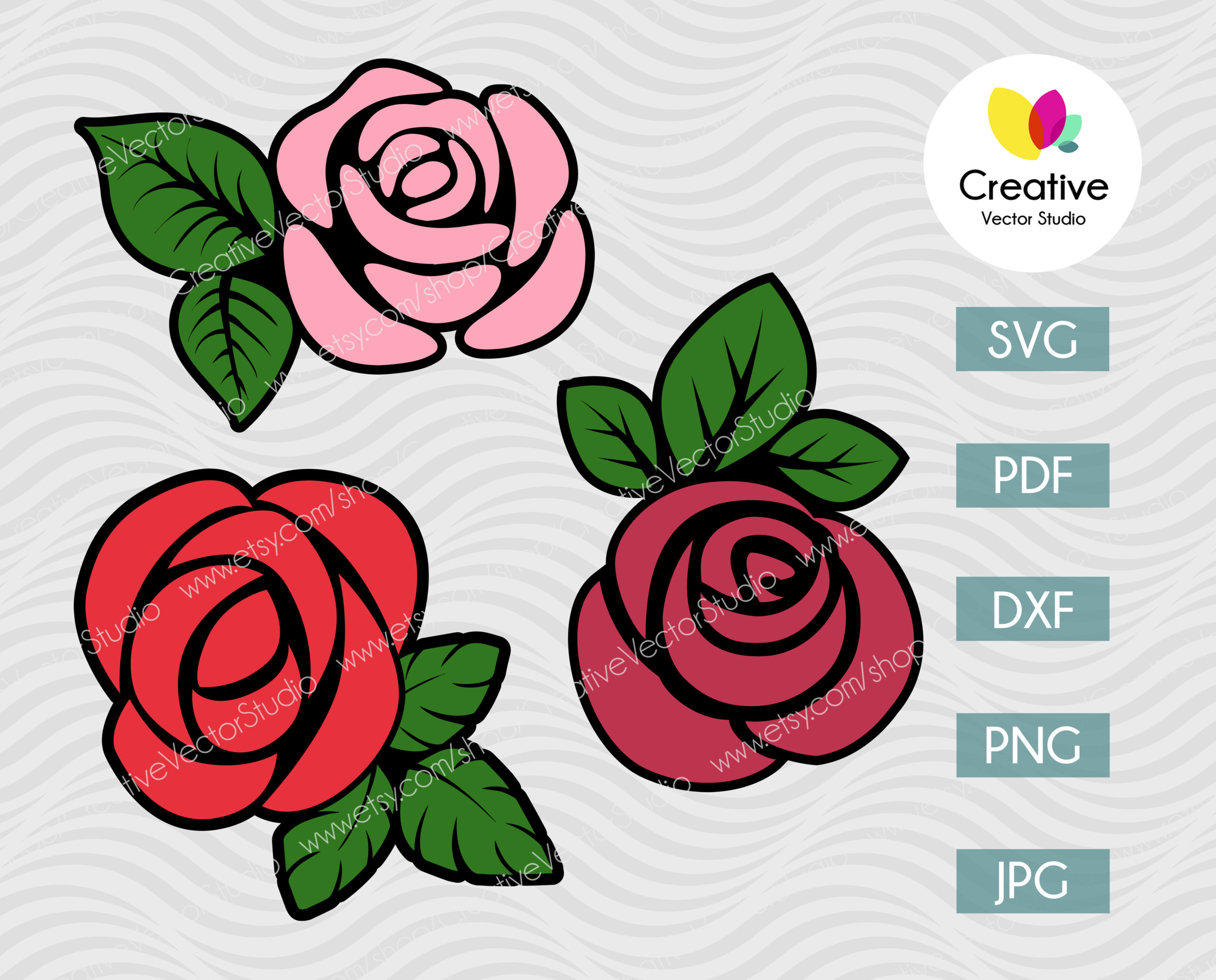 Red Rose SVG, Rose Clipart Vector Instant Download