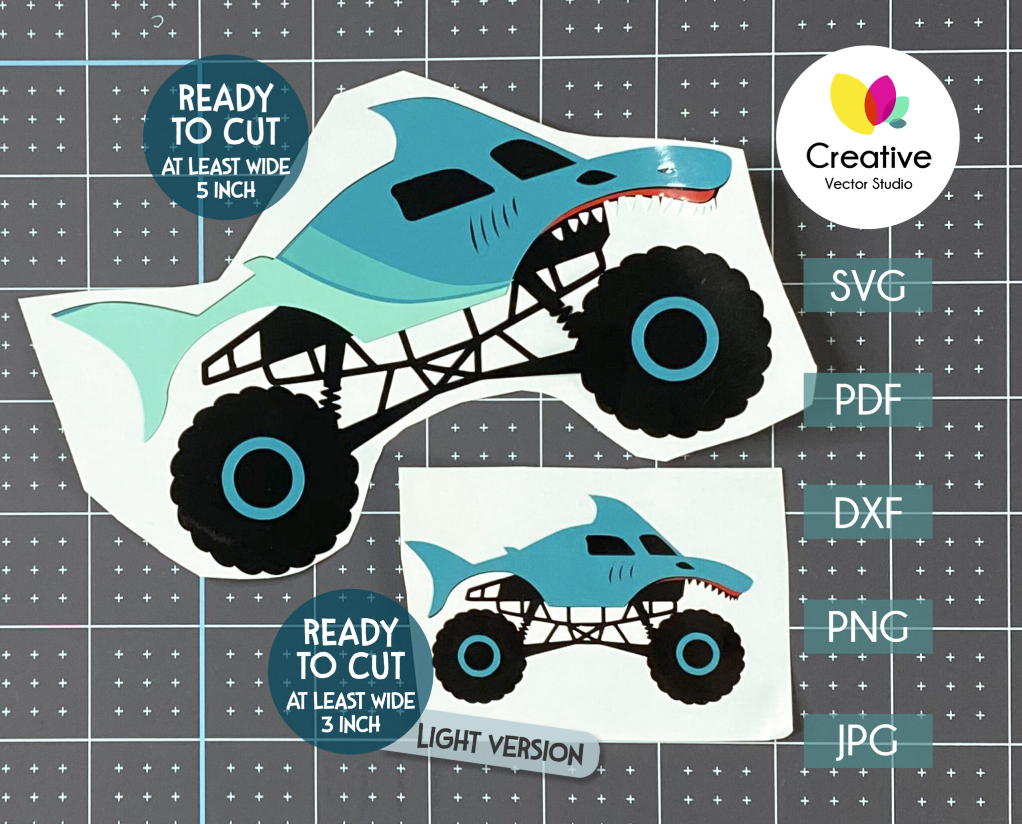 Download Shark Monster Truck SVG | Creative Vector Studio