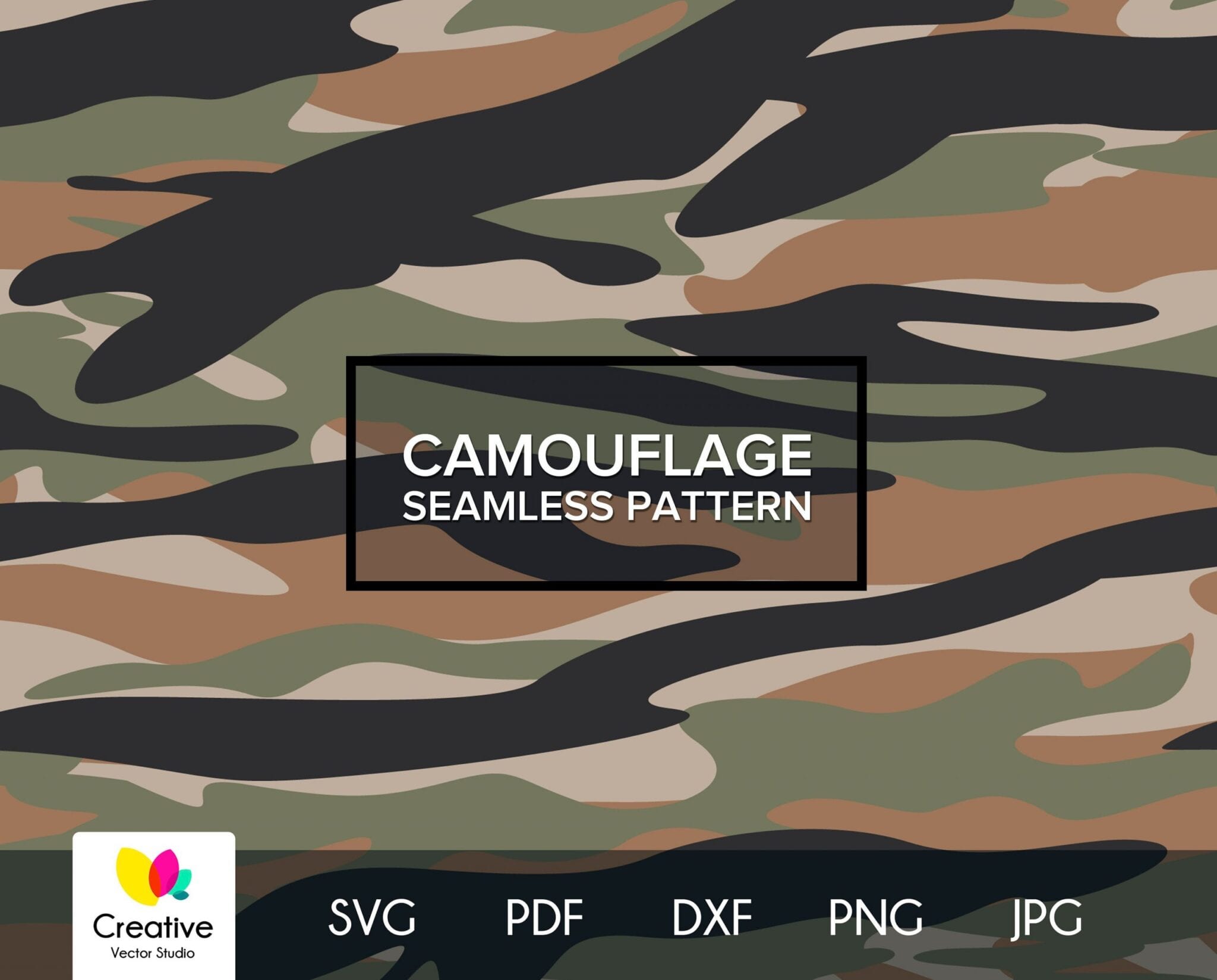Tiger Stripe Camouflage Svg Seamless Pattern Creative Vector Studio