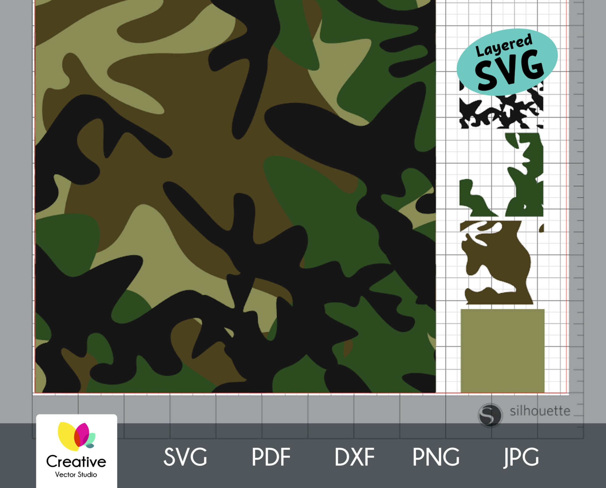 Woodland Camouflage SVG Seamless Pattern Creative Vector Studio