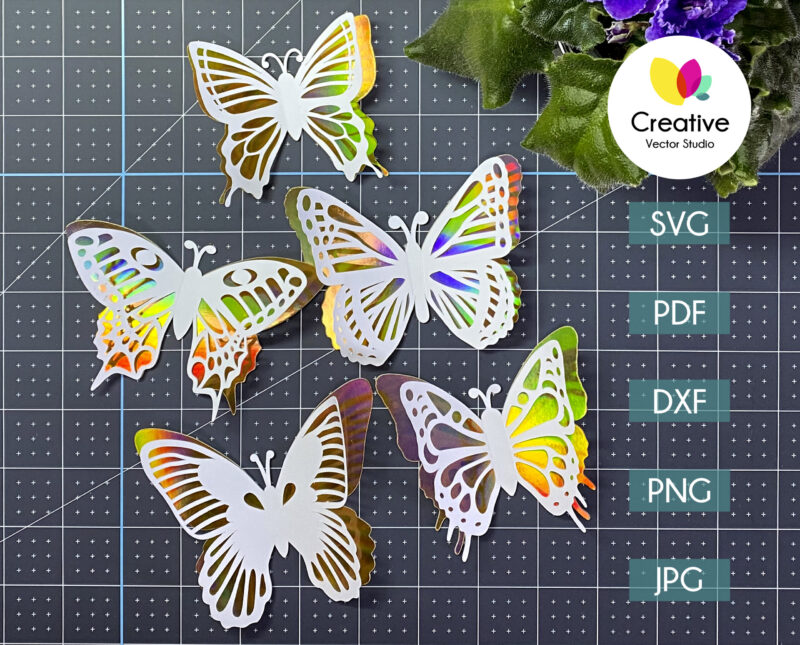 3D Butterfly Cutting Template SVG Bundle
