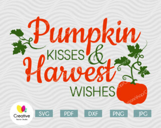 Pumpkin Kisses & Harvest Wishes svg, Cut File for Cricut, Silhouette