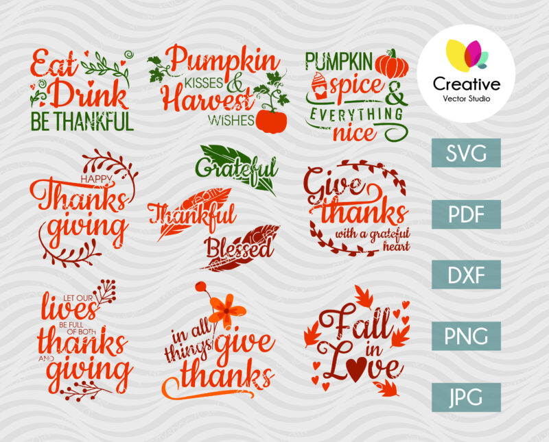 Thanksgiving bundle SVG Cut Files for Cricut & Silhouette
