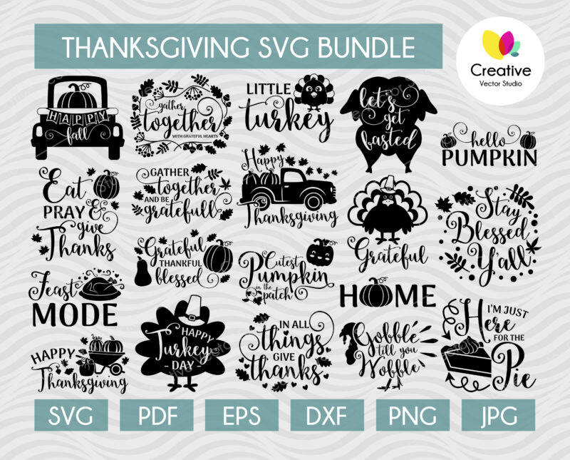 Thanksgiving SVG Bundle, SVG Cut Files for Cricut, Silhouette