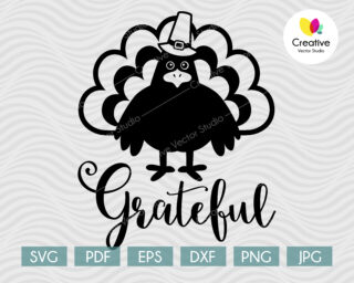 Thanksgiving Turkey svg, Grateful SVG Cut File for Cricut, Silhouette