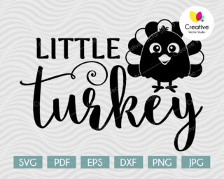 Thanksgiving Little Turkey SVG Cut Files for Cricut, Silhouette