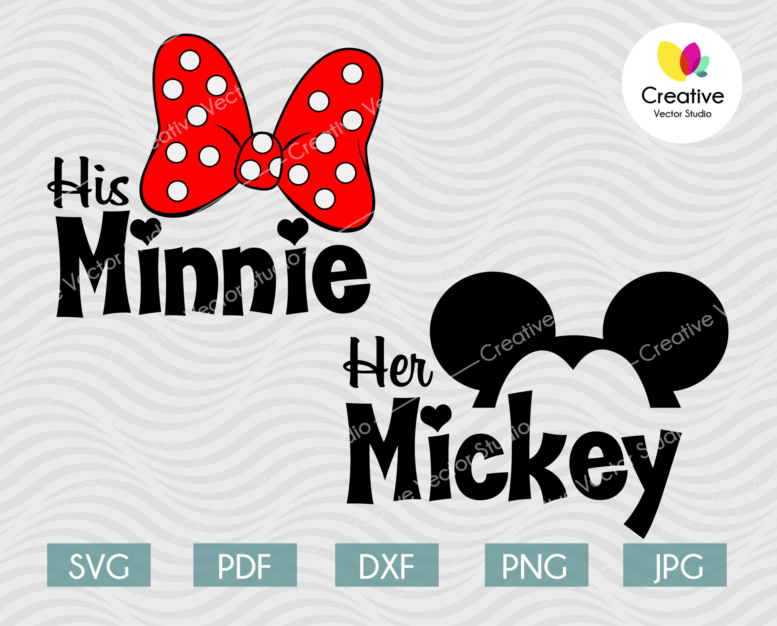 Her Mickey SVG, His Minnie SVG Couple Design | CreativeVectorStudio