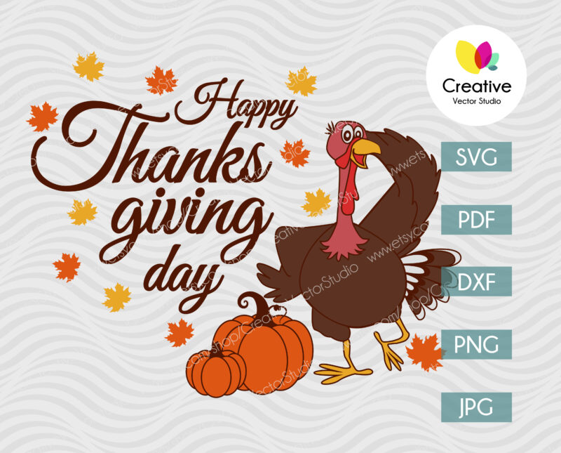 Happy Thanksgiving Day svg, Turkey svg, Grateful Thankful ...