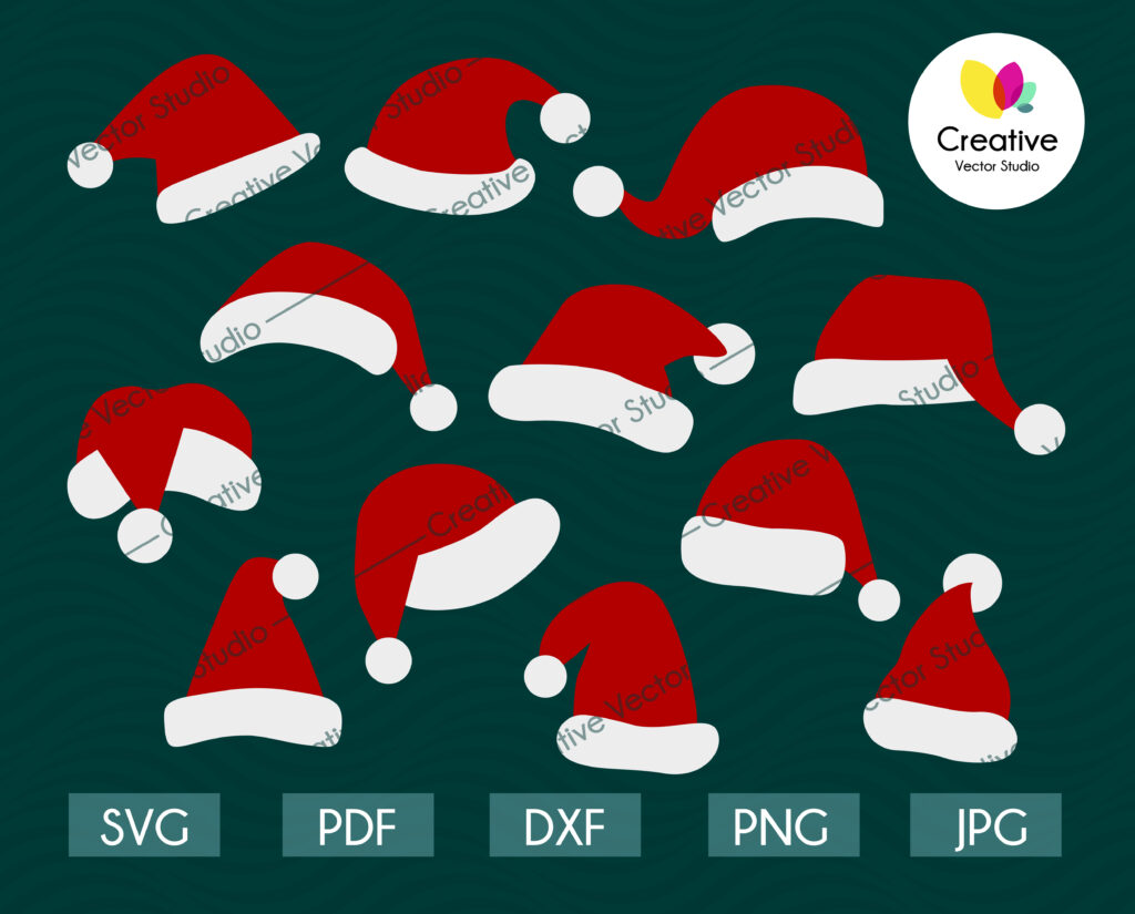 Santa Hat SVG Bundle, Christmas Hat SVG | Creative Vector Studio