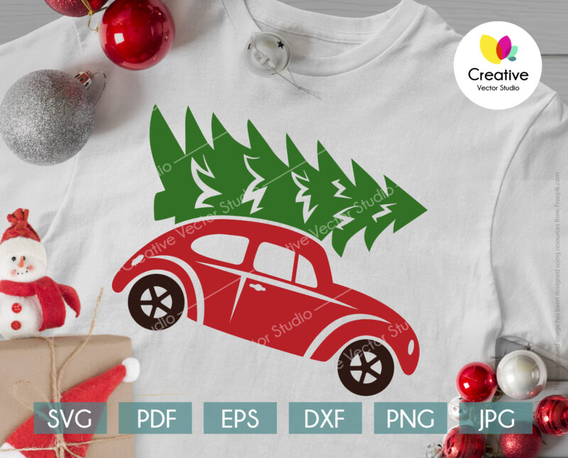 Christmas red tree truck svg shirt design