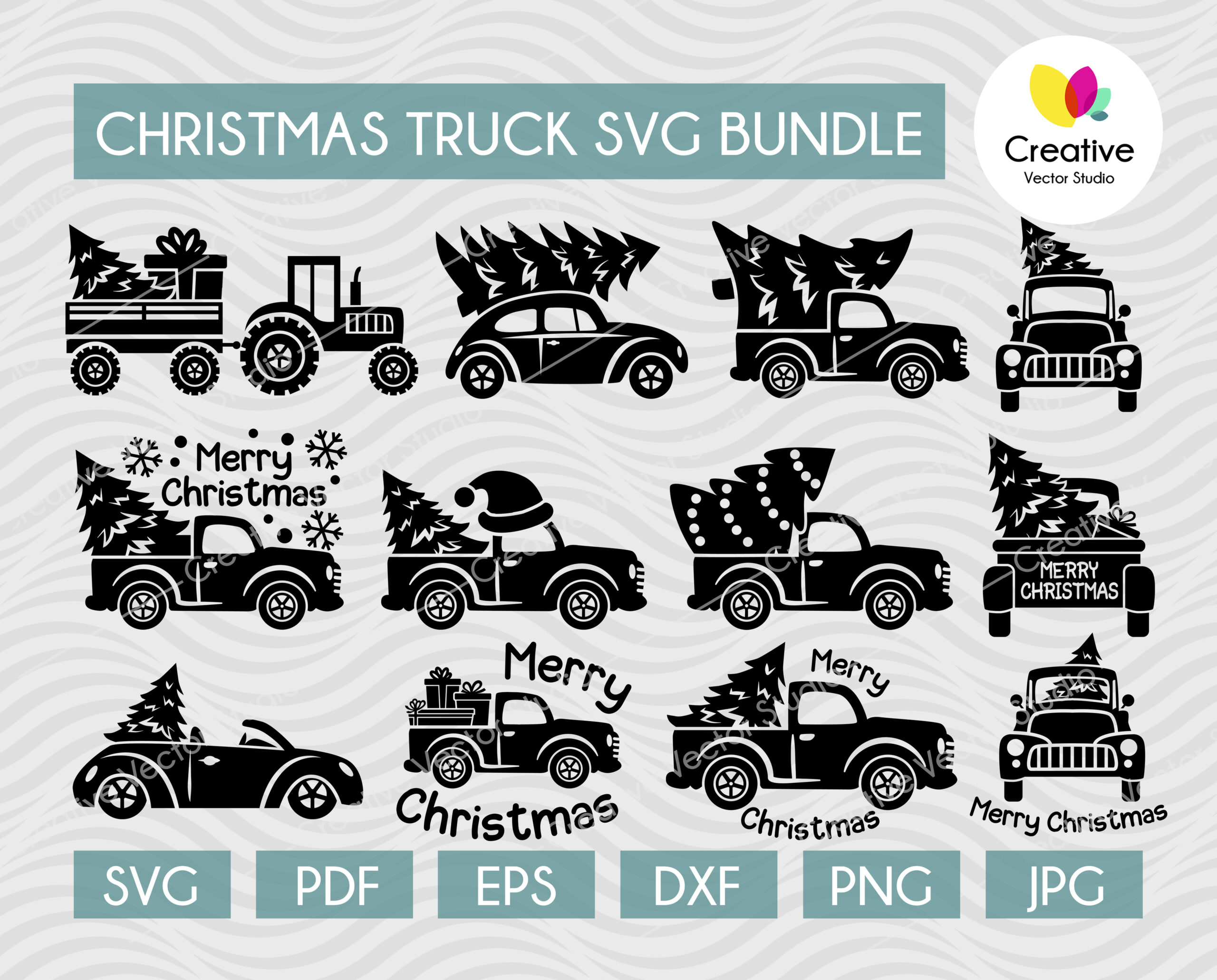 Download Christmas Tree Truck SVG Bundle | CreativeVectorStudio