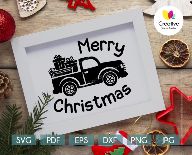 Christmas tree truck svg, dxf, eps, png, pdf, jpg digital files
