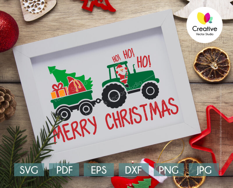 Christmas Tractor svg, dxf, eps, png, pdf, jpg digital files