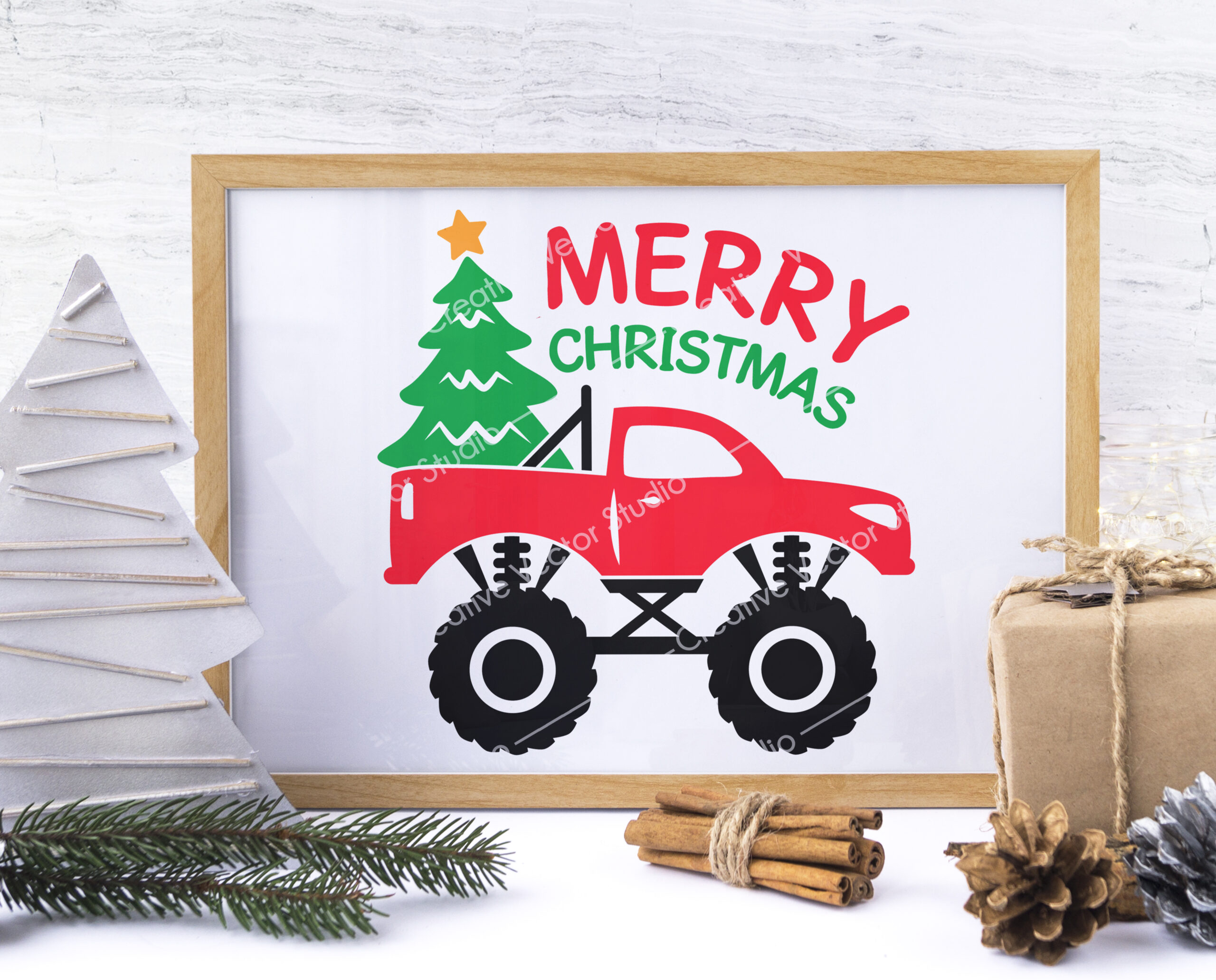 Christmas Monster Truck Svg Creative Vector Studio