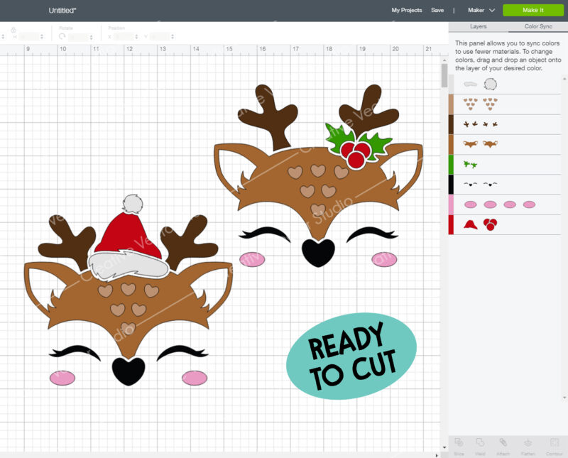 reindeer face svg ready to cut