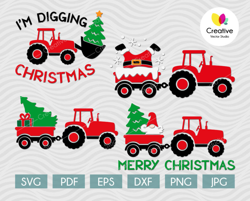Christmas tractor svg bundle
