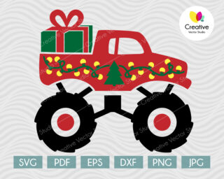 Red Christmas Monster Truck svg design