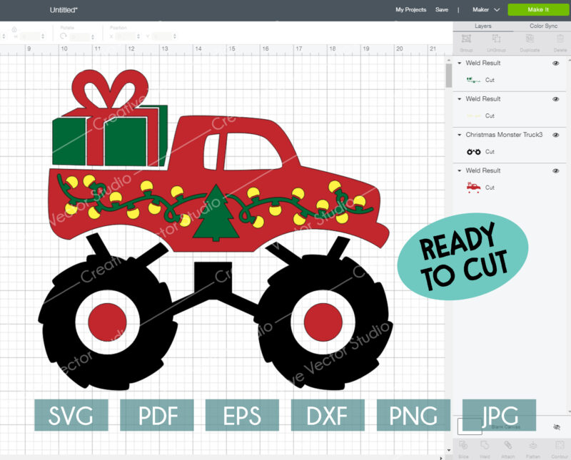 Christmas Monster Truck svg ready to cut