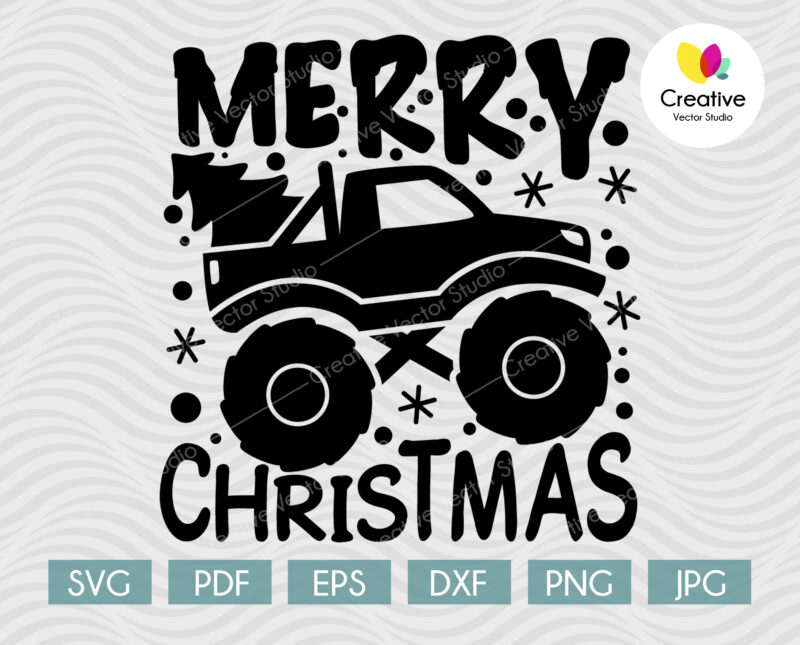 Monster Truck with Christmas Tree svg cutting file