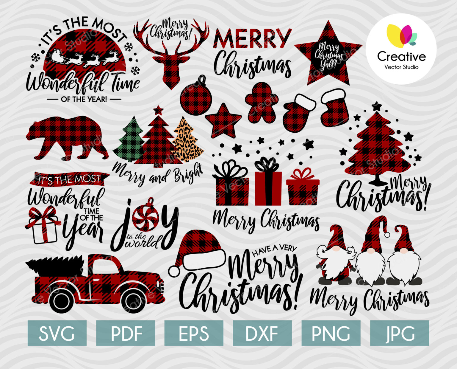 Buffalo Plaid Christmas SVG Bundle | Creative Vector Studio