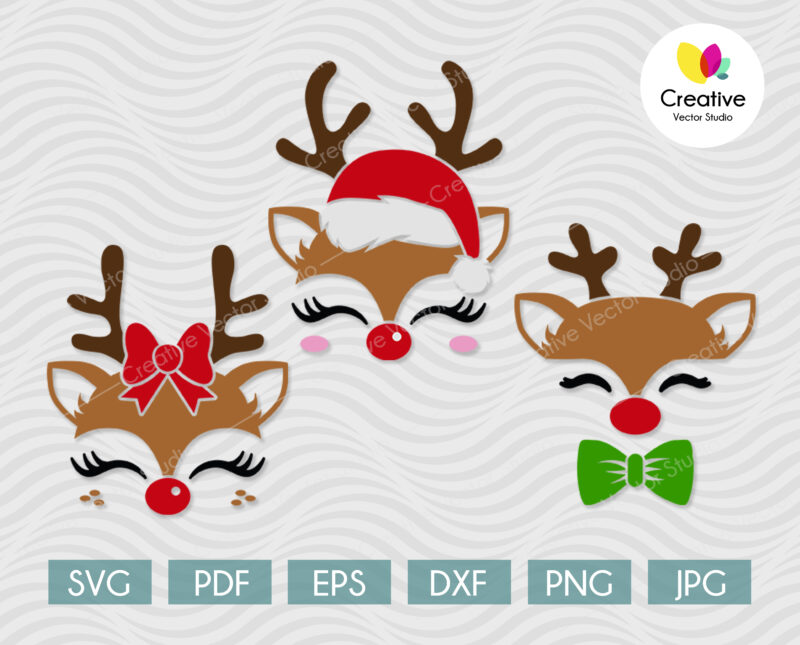 Christmas reindeer face svg cut files