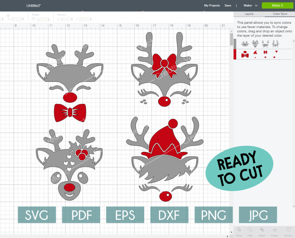 Cute Christmas Reindeer Face SVG | Creative Vector Studio