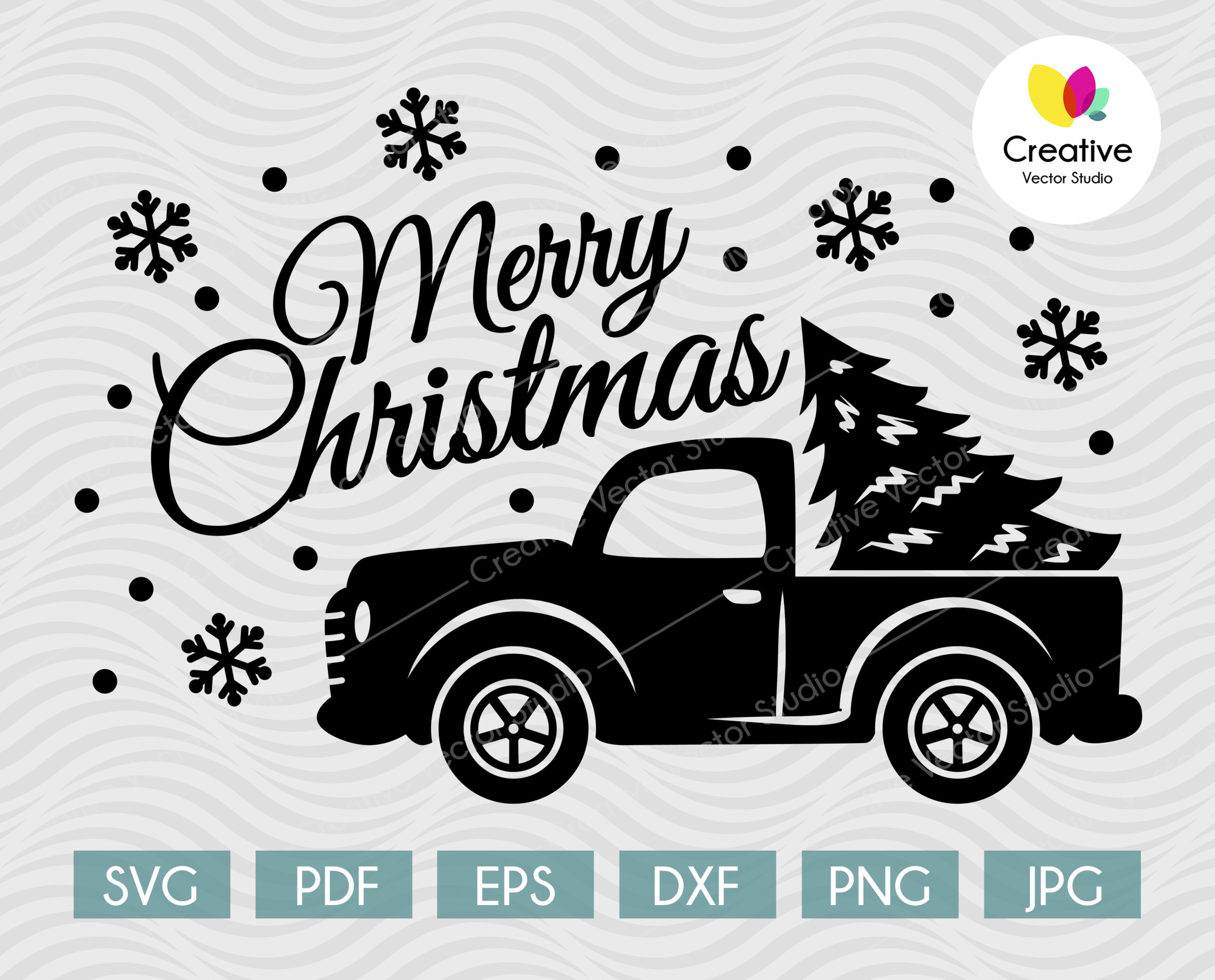 Christmas tree truck svg cut file for Cricut, Silhouette