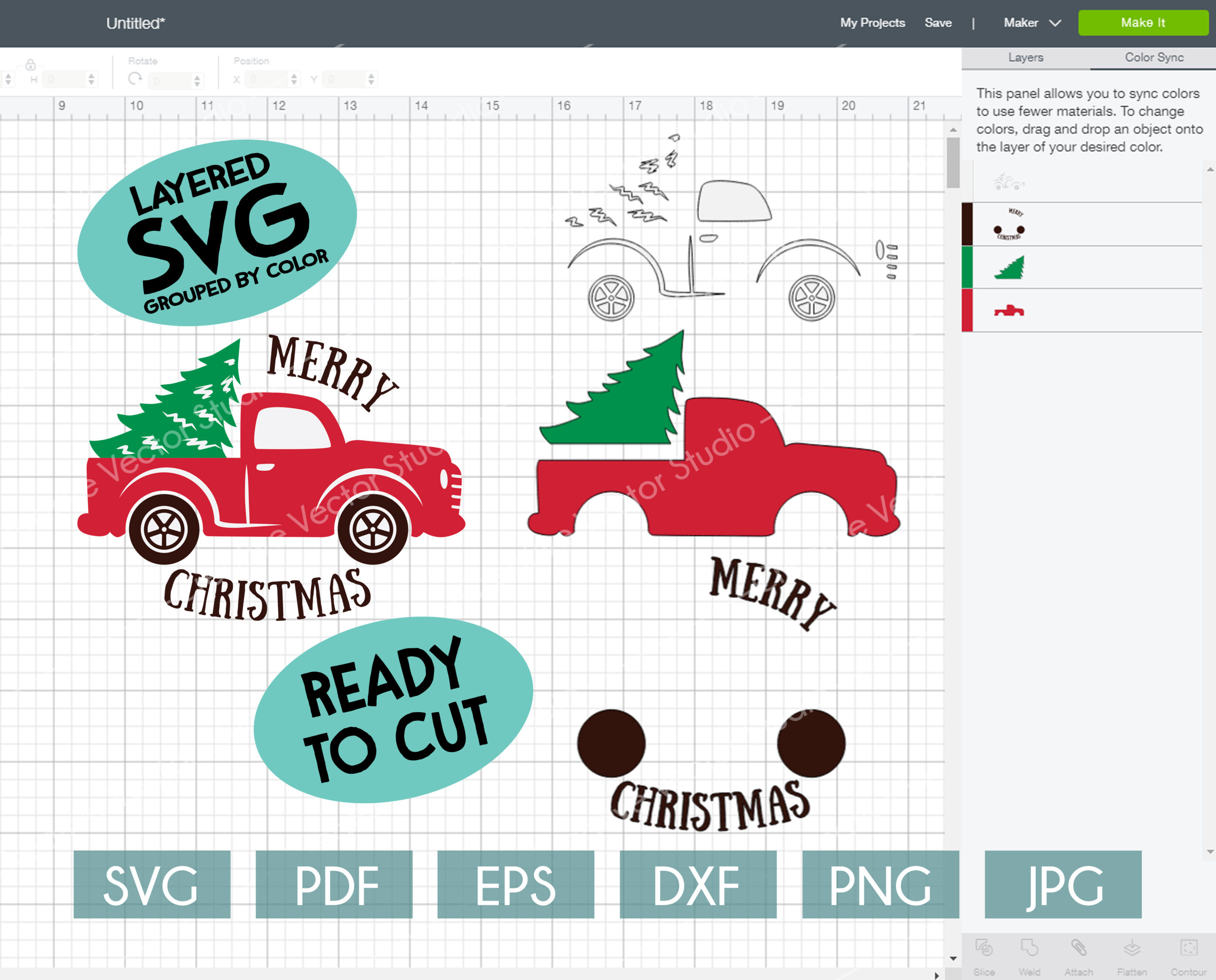 Download Christmas Red Truck SVG Bundle | CreativeVectorStudio