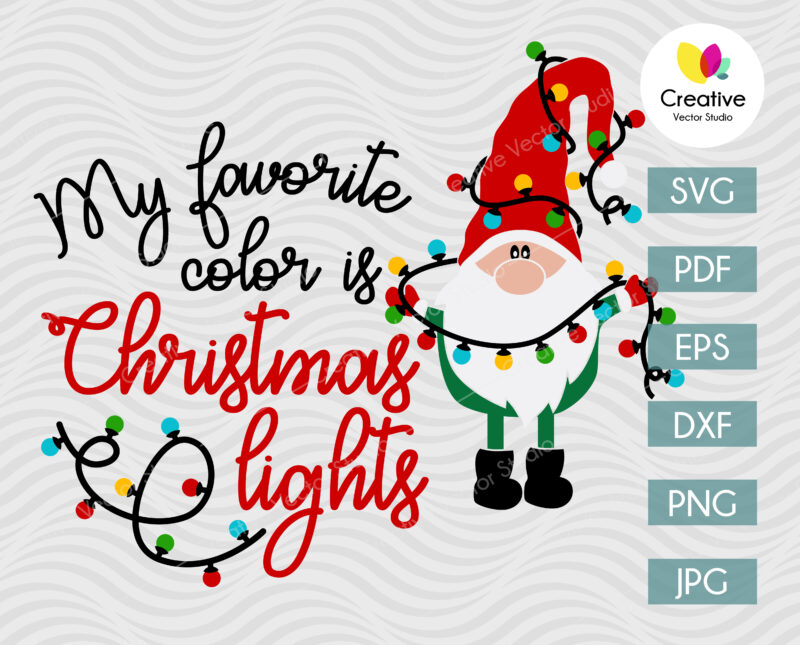 My favorite color is christmas lights svg, dxf, png, pdf, jpg digital files