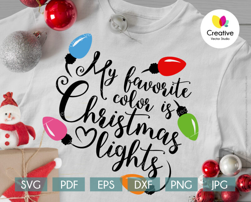 My favorite color is christmas lights svg design perfect for any Christmas shirt.