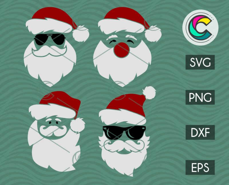 4 Santa Faces SVG Bundle