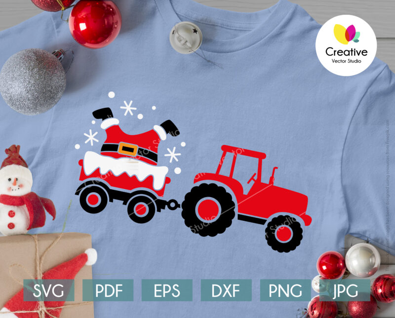 Christmas tractor svg cut files