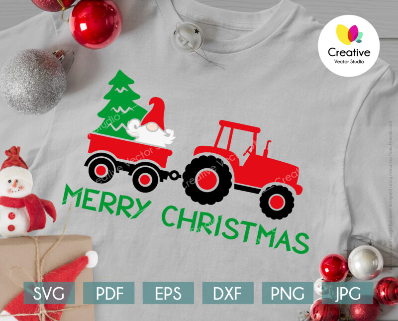 Christmas tractor svg shirt print