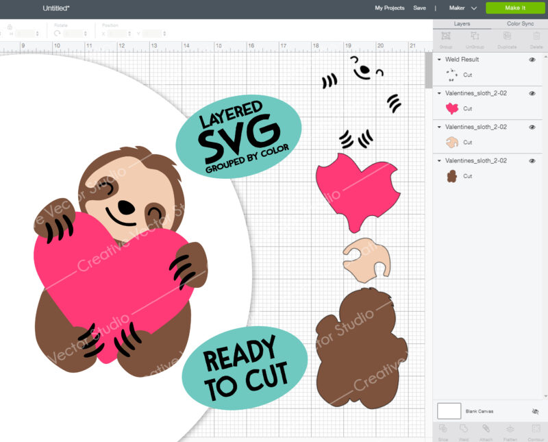 Valentines Sloth svg cut files