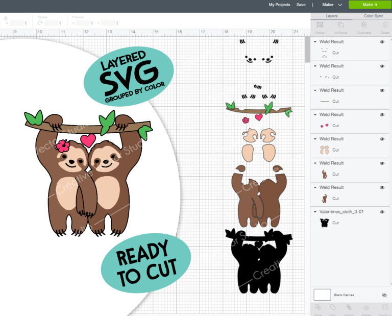 Valentines Sloth SVG Bundle | Creative Vector Studio