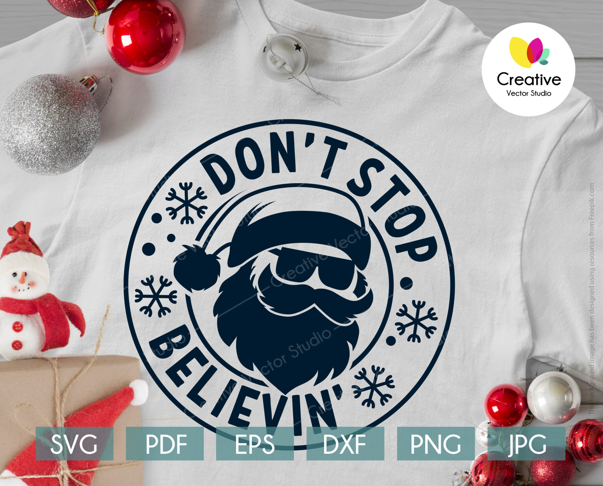 Don't Stop Believing SVG Christmas Stamp - Creative Vector Studio