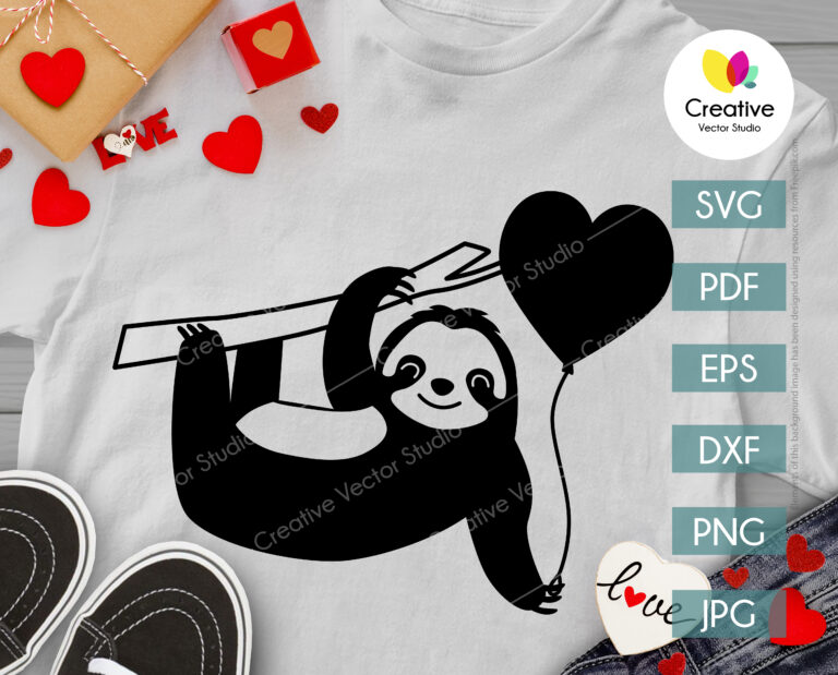 Download Valentine Sloth SVG Bundle | Creative Vector Studio