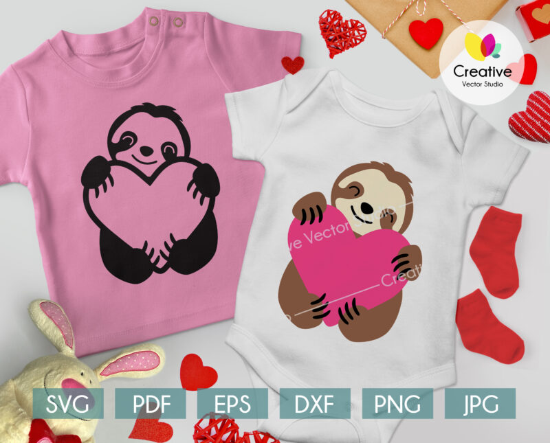 sloth with heart svg