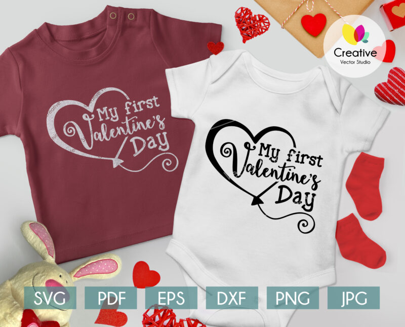 First Valentine Baby Onesie SVG Design