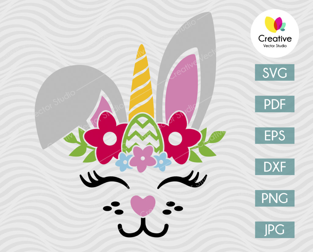 Cute Easter Bunny SVG, PNG, DXF Cut File | Creative Vector Studio