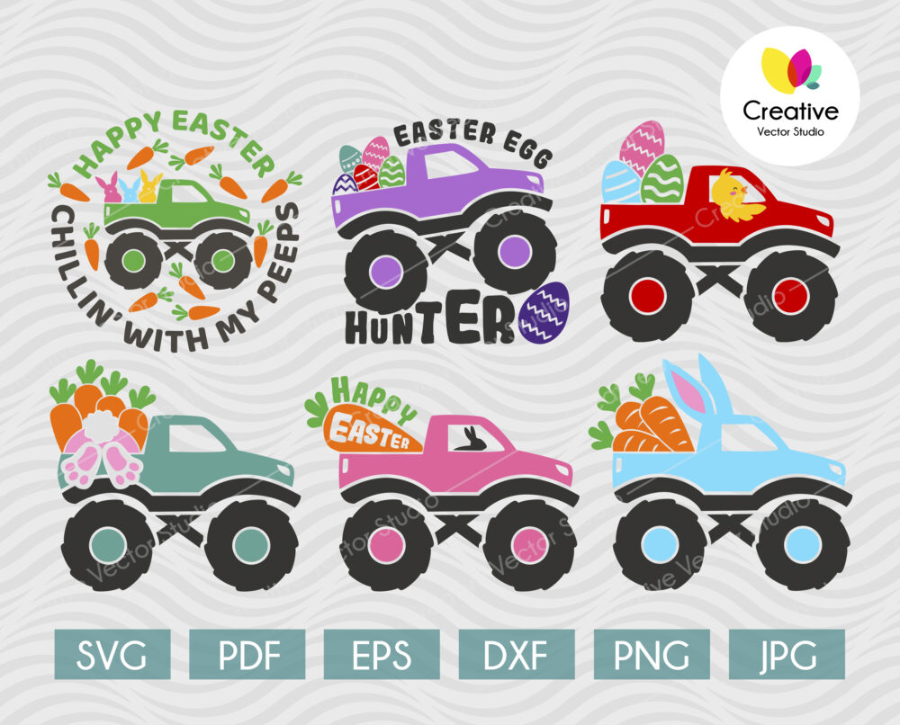 Easter Monster Truck SVG Bundle - Creative Vector Studio