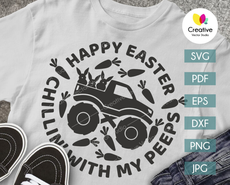 happy easter truck svg