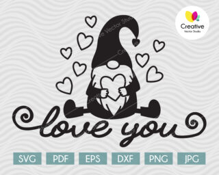 I Love You, Gnome Boy With Hearts SVG