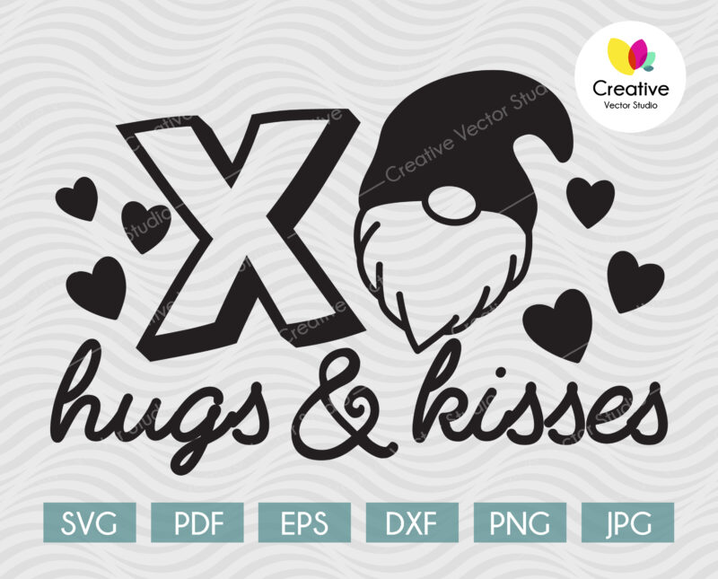 Hugs and Kisses SVG Valentine's Gnome