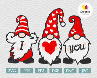 Valentine Gnomes, I Love You SVG