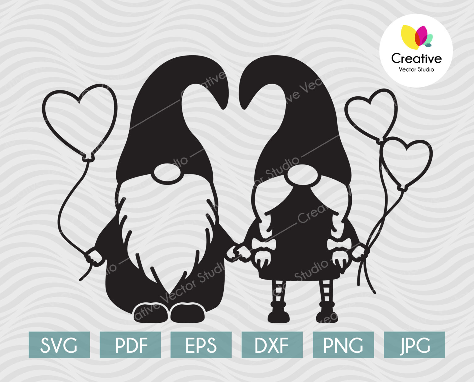 Valentine Gnomes Holding Heart SVG | Creative Vector Studio