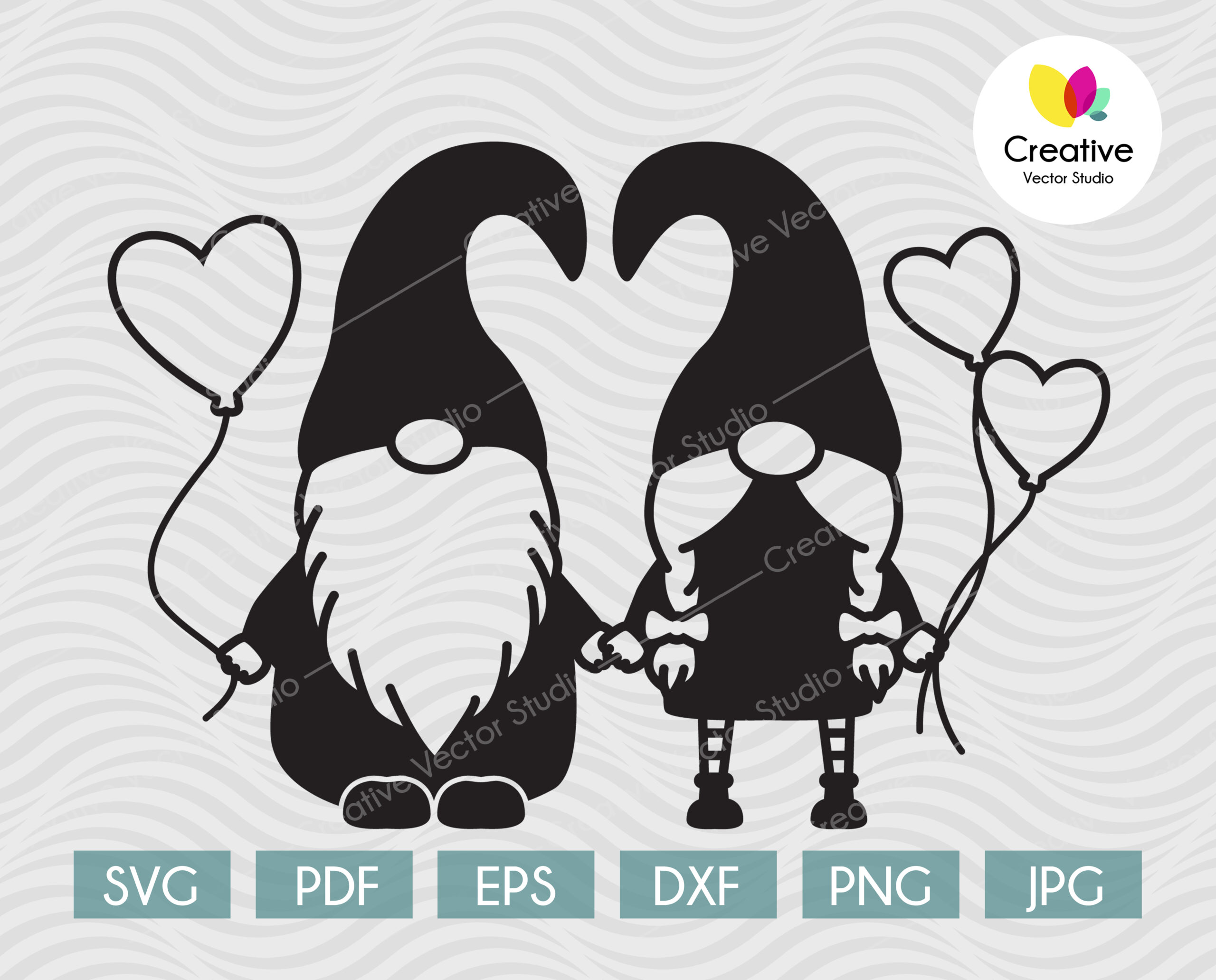 Valentine Gnomes Holding Heart SVG - Creative Vector Studio