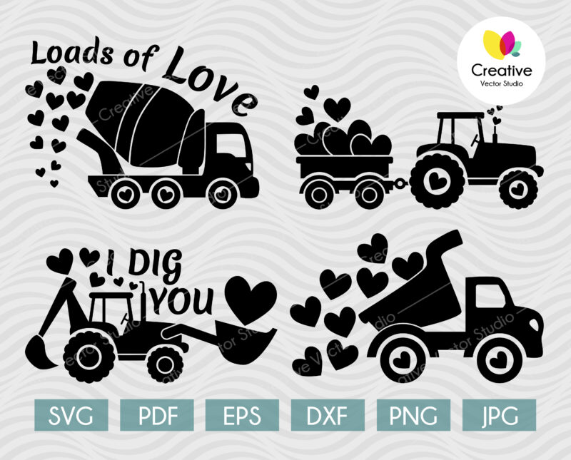 Download Valentine Big Truck and Tractor SVG Bundle | Creative ...