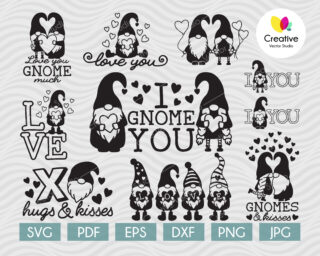 Valentine Gnome SVG bundle